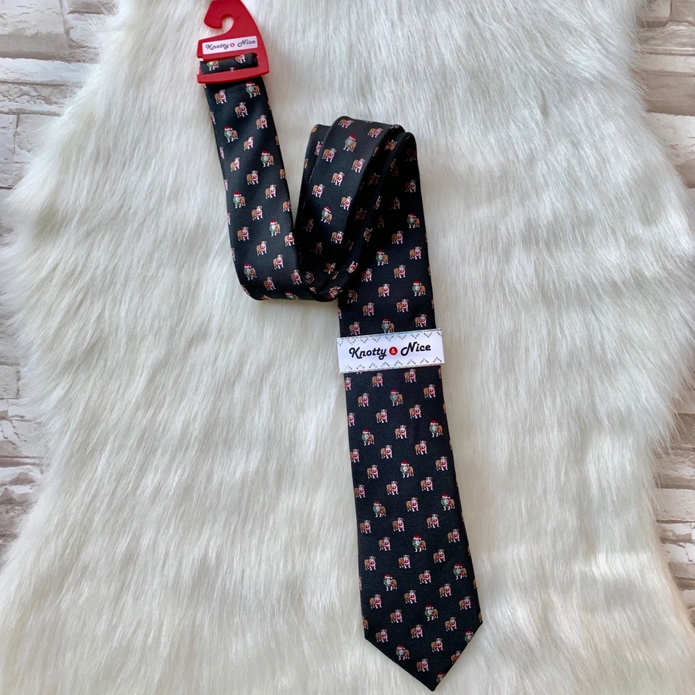 Knotty and Nice Bulldog Holiday Tie